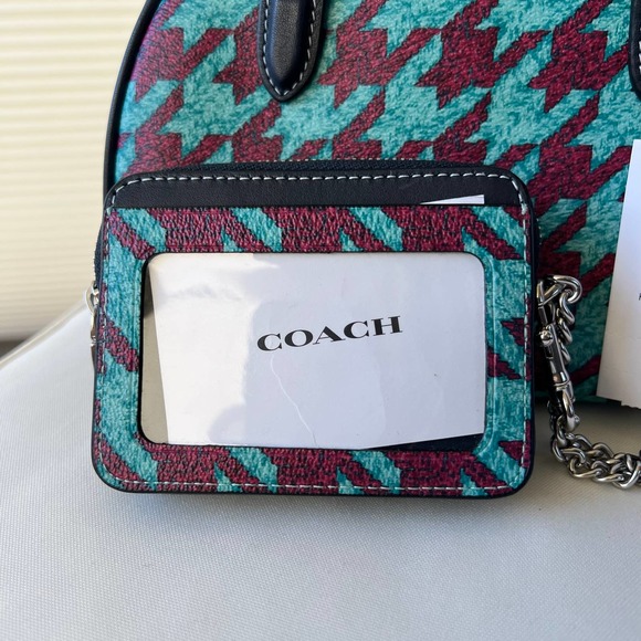 COACH Sydney Satchel With Houndstooth Print with Zip Card Wallet - Picture 6 of 7